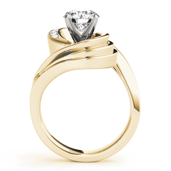 Channel Set Swirl Solitaire Engagement Ring
