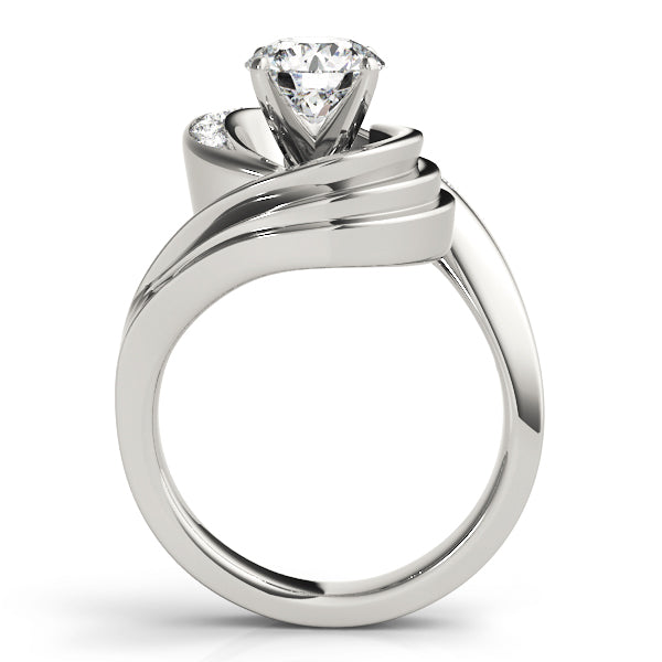 Channel Set Swirl Solitaire Engagement Ring