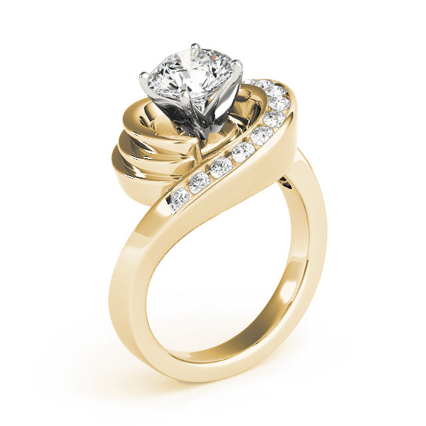 Channel Set Swirl Solitaire Engagement Ring
