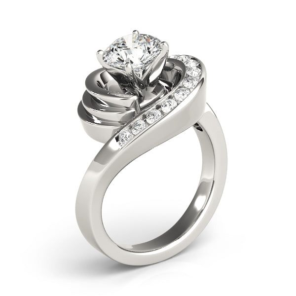 Channel Set Swirl Solitaire Engagement Ring