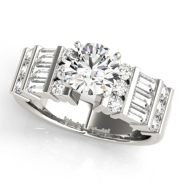 Alternating Round & Baguette Engagement Ring