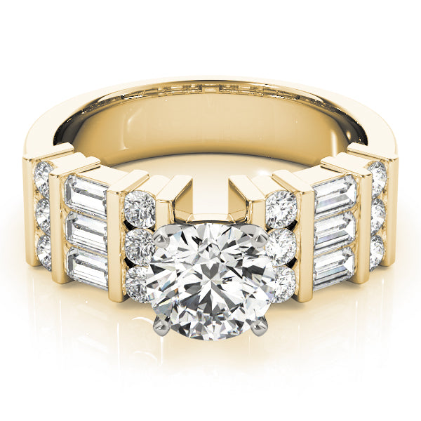 Alternating Round & Baguette Engagement Ring