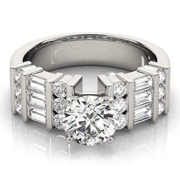 Alternating Round & Baguette Engagement Ring