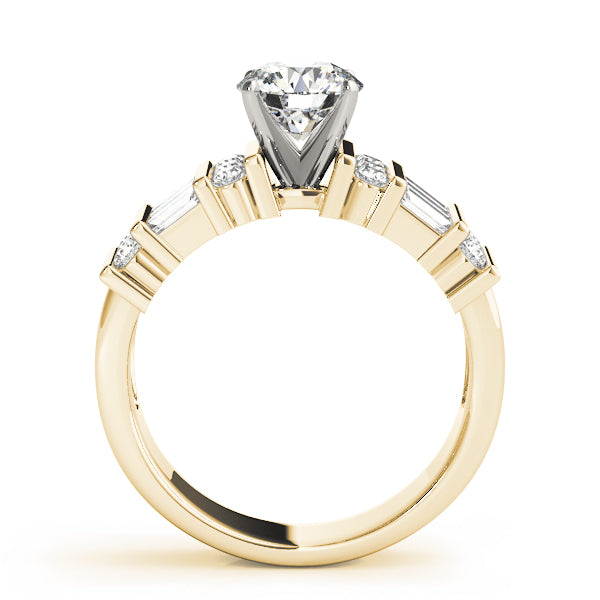 Alternating Round & Baguette Engagement Ring