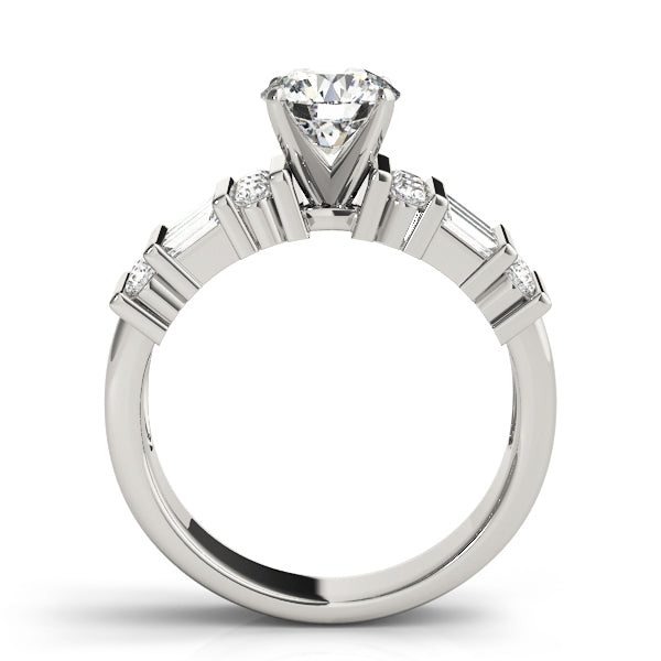 Alternating Round & Baguette Engagement Ring