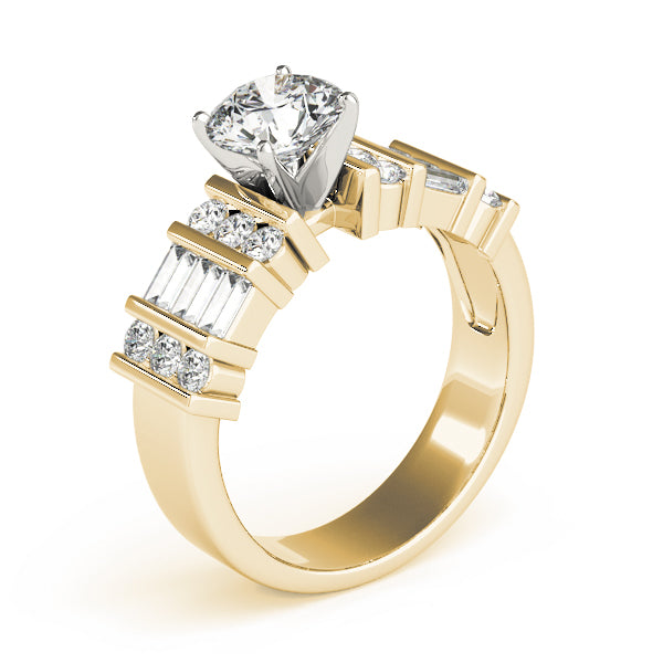 Alternating Round & Baguette Engagement Ring