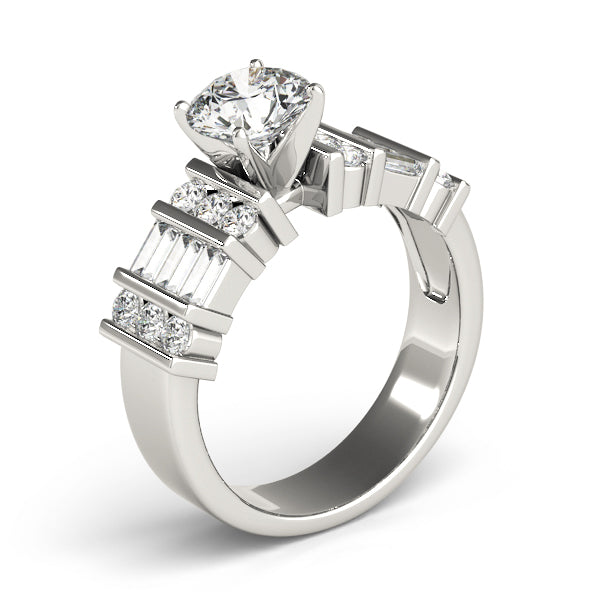 Alternating Round & Baguette Engagement Ring