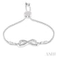 1/20 Ctw Conjoined Hearts Round Cut Diamond Sterling Silver Lariat Bracelet