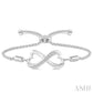 1/20 Ctw Conjoined Hearts Round Cut Diamond Sterling Silver Lariat Bracelet