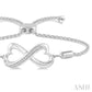 1/20 Ctw Conjoined Hearts Round Cut Diamond Sterling Silver Lariat Bracelet