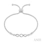 1/20 Ctw Infinity Swirl Round Cut Diamond Sterling Silver Lariat Bracelet
