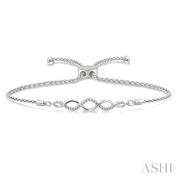 1/20 Ctw Infinity Swirl Round Cut Diamond Sterling Silver Lariat Bracelet