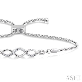 1/20 Ctw Infinity Swirl Round Cut Diamond Sterling Silver Lariat Bracelet