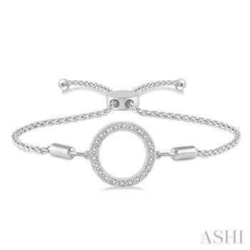 1/10 Ctw Hollow Cut Circle Round Cut Diamond Sterling Silver Lariat Bracelet
