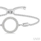 1/10 Ctw Hollow Cut Circle Round Cut Diamond Sterling Silver Lariat Bracelet