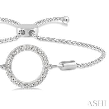 1/10 Ctw Hollow Cut Circle Round Cut Diamond Sterling Silver Lariat Bracelet
