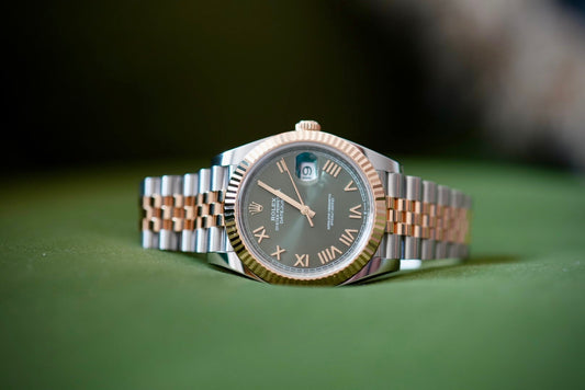 Rolex Datejust 18k/SS 41mm Geeen Roman Dial Jubilee Bracelet Men's Watch 126333
