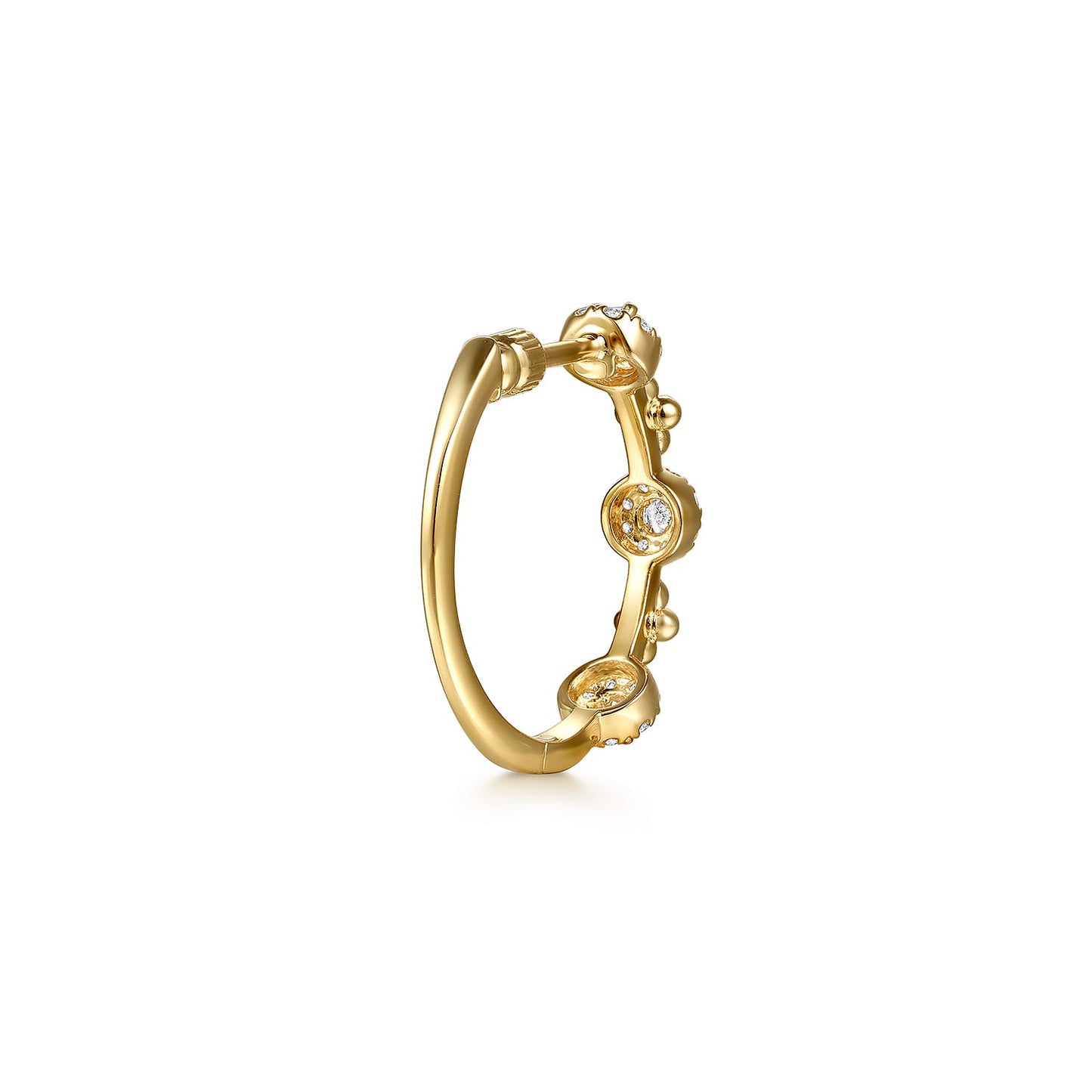 Gabriel & Co. 14K Yellow Gold Bujukan Diamond Cluster Classic Hoop Earrings .53ctw