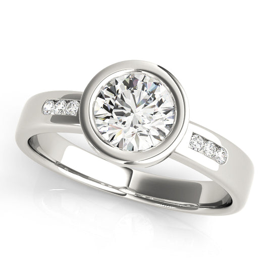 Single Row Channel Set Bezel Engagement Ring