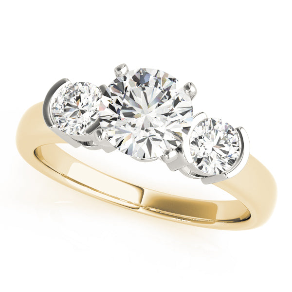 3-Stone Half Bezel Engagement Ring