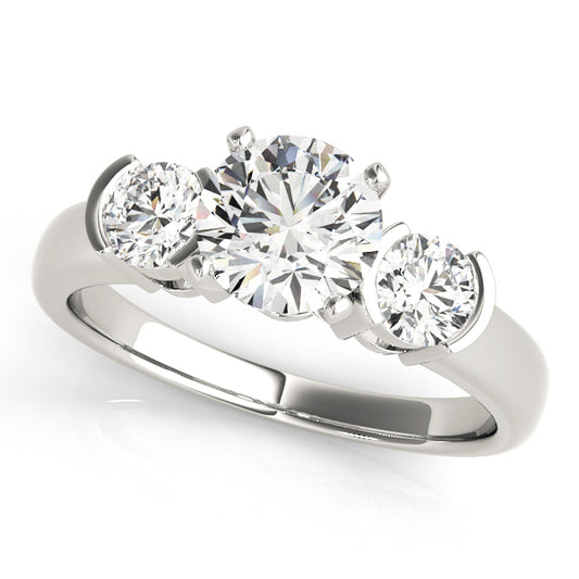 3-Stone Half Bezel Engagement Ring