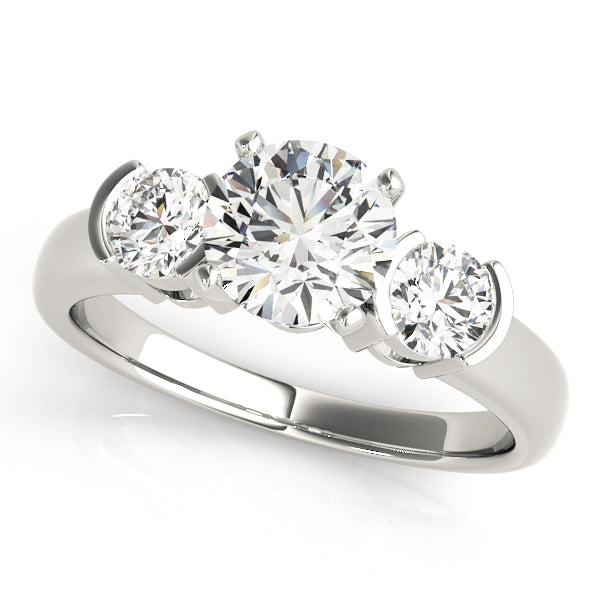 3-Stone Half Bezel Engagement Ring