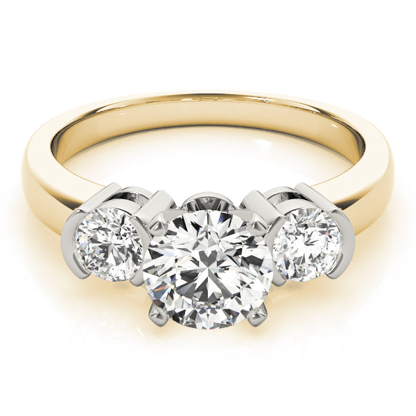 3-Stone Half Bezel Engagement Ring