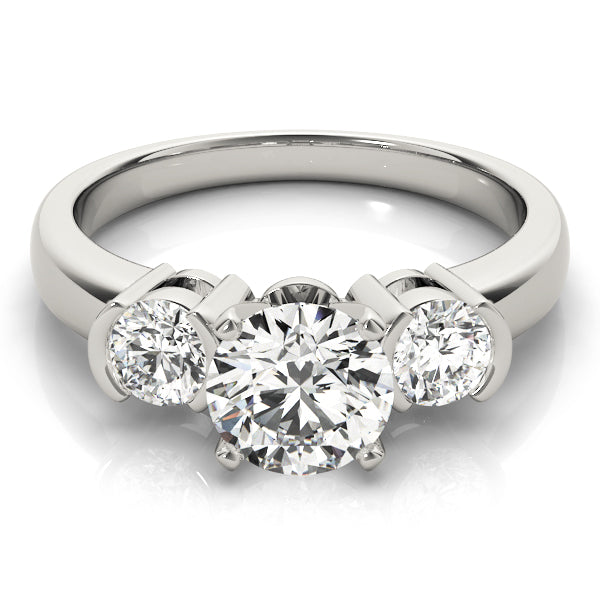 3-Stone Half Bezel Engagement Ring