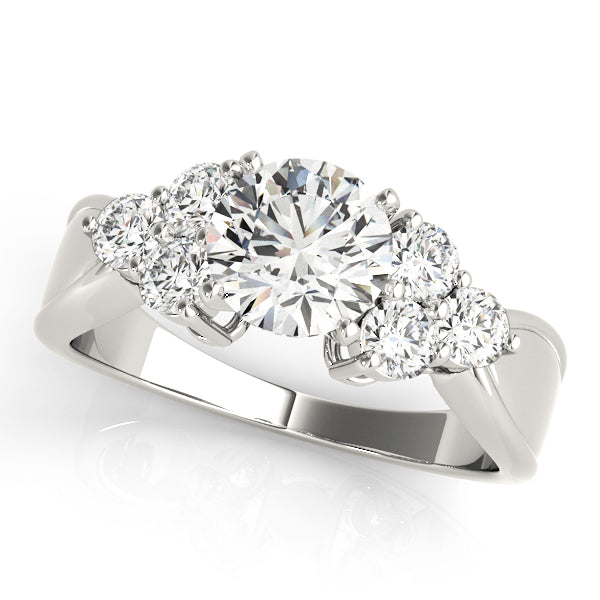 Cluster Side Round Engagement Ring