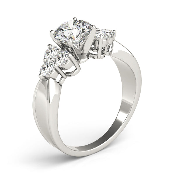 Cluster Side Round Engagement Ring