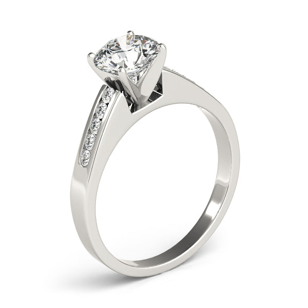 Single Row Channel Set Solitaire Engagement Ring