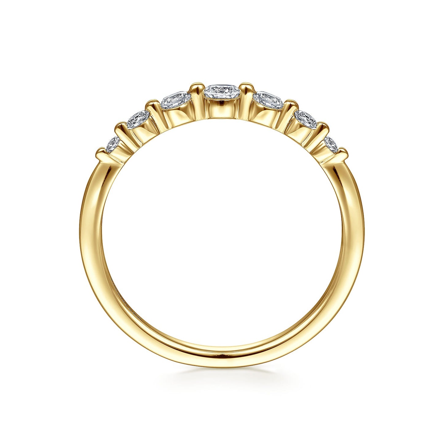 Gabriel & Co. 14K Yellow Gold Graduating Single Prong Diamond Band Ring sz6.5 1/4ctw
