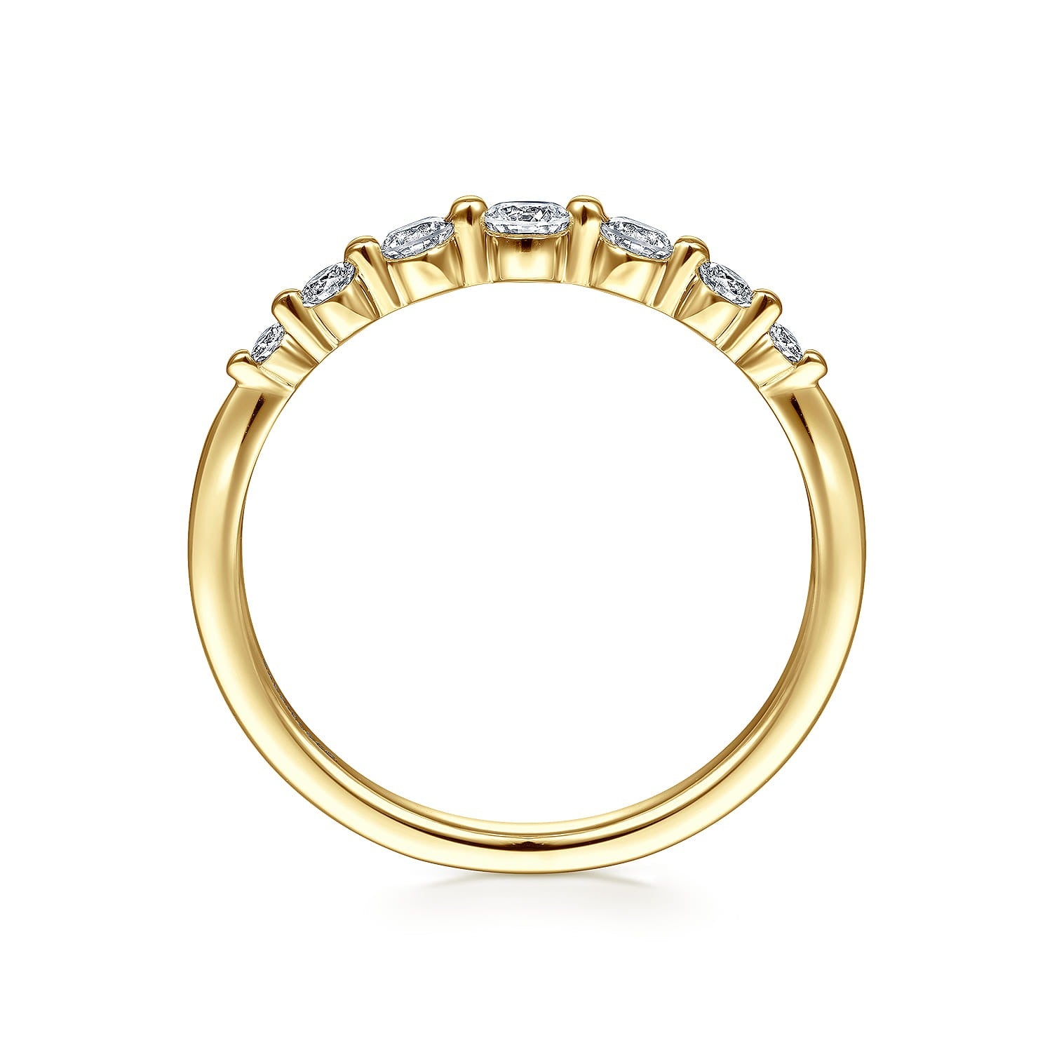 Gabriel & Co. 14K Yellow Gold Graduating Single Prong Diamond Band Ring sz6.5 1/4ctw