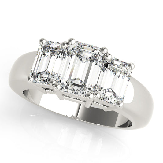3-Stone Emerald Cut Engagement Rings