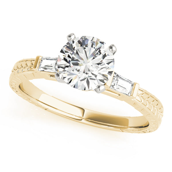 3-Stone Side Baguette Engagement Ring