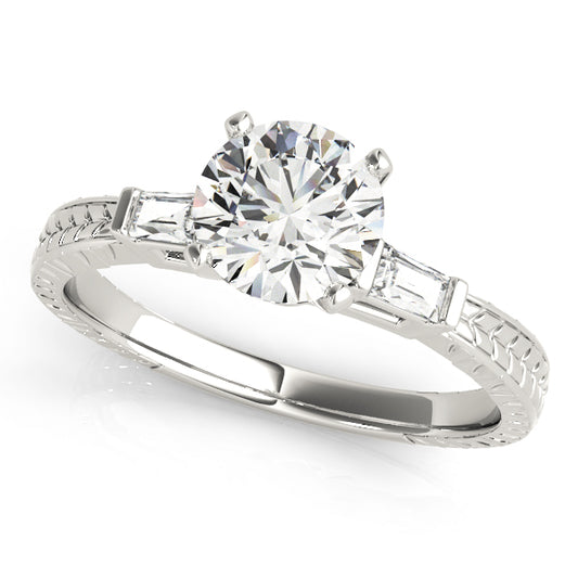 3-Stone Side Baguette Engagement Ring