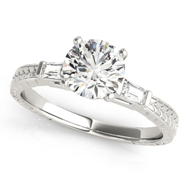 3-Stone Side Baguette Engagement Ring