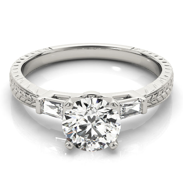 3-Stone Side Baguette Engagement Ring