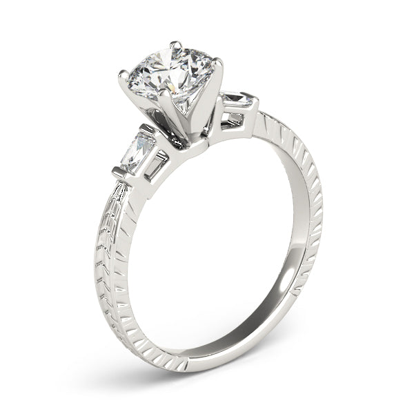 3-Stone Side Baguette Engagement Ring