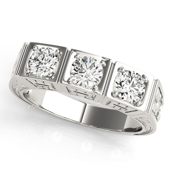 3-Stone Cluster Prong Engagement Ring