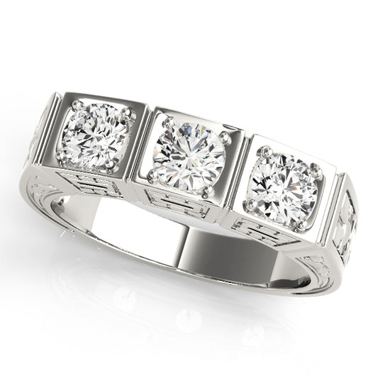 3-Stone Cluster Prong Engagement Ring