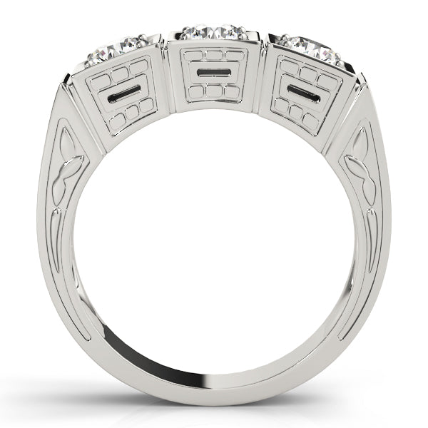 3-Stone Cluster Prong Engagement Ring