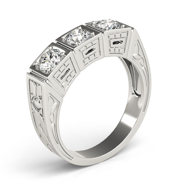 3-Stone Cluster Prong Engagement Ring
