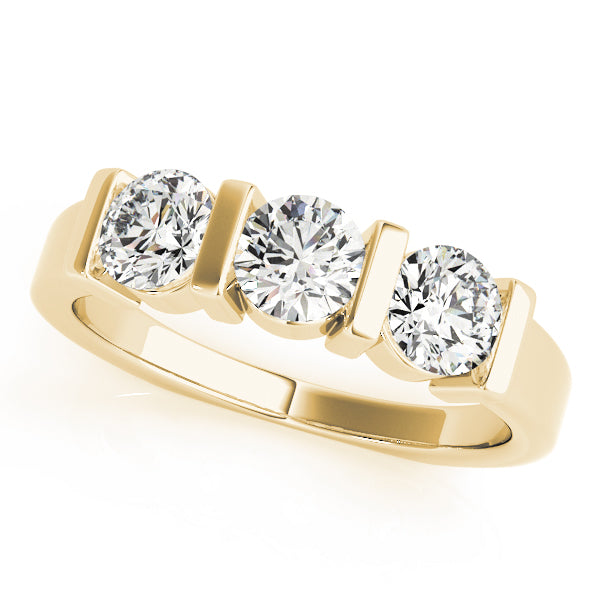 3-Stone Bar Set Round Engagement Ring