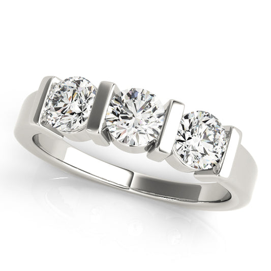 3-Stone Bar Set Round Engagement Ring