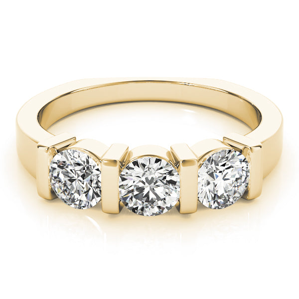 3-Stone Bar Set Round Engagement Ring