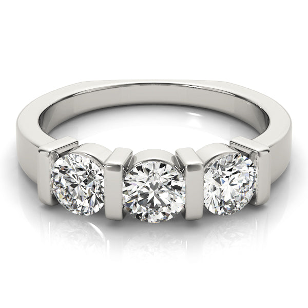 3-Stone Bar Set Round Engagement Ring