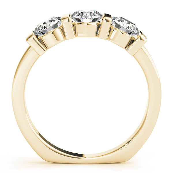 3-Stone Bar Set Round Engagement Ring