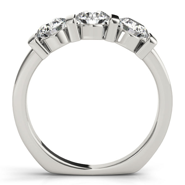 3-Stone Bar Set Round Engagement Ring
