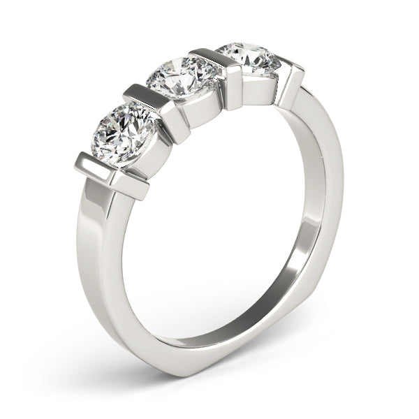 3-Stone Bar Set Round Engagement Ring